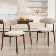 COLAMY Modern Dining Chairs Set with Wooden Legs â“ Upholstered Fabric Dining Room Chairs with Curved Backrest, Soft Cushion Seat