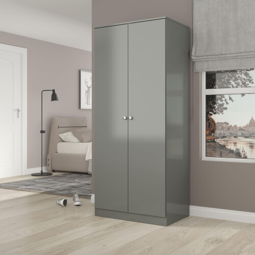 Seconique Seconique Denver 2 Door Wardrobe in Grey Gloss