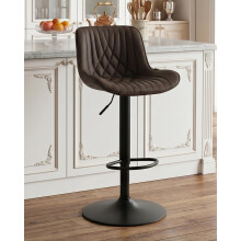 YOUTASTE Bar Stools, Breakfast Bar Chairs with Back, PU Leather Kitchen stools, Swivel Height Adjustable Barstools, Modern (Brown, One Stool)