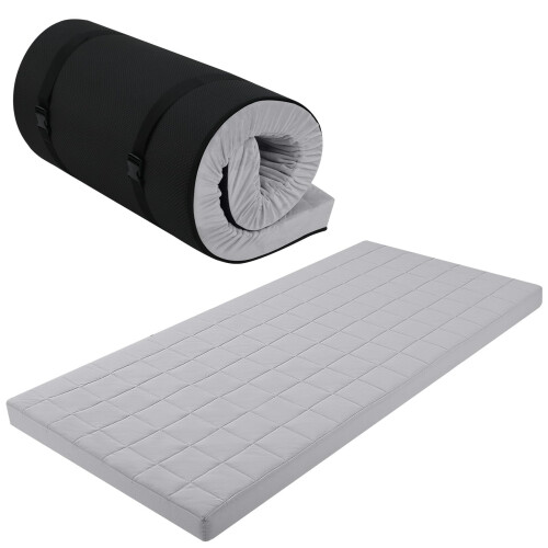 MeMoreCool Roll Up Floor Mattress Single 190x75cm, Light Grey