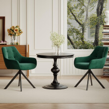 COLAMY 360Â Swivel Dining Chairs Set of 2 with Sturdy Metal Base â“ Luxury Velvet Upholstered Kitchen Chairs with Thick Padded Seat
