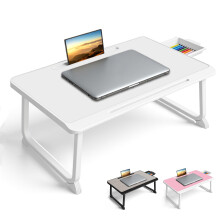 Lap Desk, Bed Table with Drawer, for Laptop, Reading, Writing, Eating & Watching Movies on Bed, Sofa, or Floor, Office and Home (White)