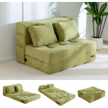 MAXYOYO Folding Foam Sofa Bed, Tri-Fold Mattress with 2 Pillows, Convertible Sofa Chair Futon Z Bed with 15cm Thincken Foam
