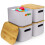 RWFMO 4 Pcs Plastic Purple Storage Baskets with Bamboo Lid for Bathroom 1