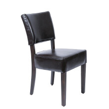 Bolero Chunky Faux Leather Chairs Birch Frame (Pack of 2), Dark Brown