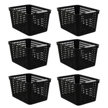 Yarebest 6-pack Black Basket, Plastic Storage Baskets, Cupboard Basket