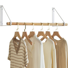 IBUYKE Wall Wardrobe Coat Rack,Wood Wall Mounted Clothes Rail,Hallway Furniture in Industrial Style, Modern Wardrobe Rail,Coat Rack for Entrance