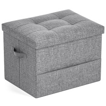 Dayacoco Ottoman Storage Box,Foldable Foot Stool 43L,43x33x33cm,Dark Grey