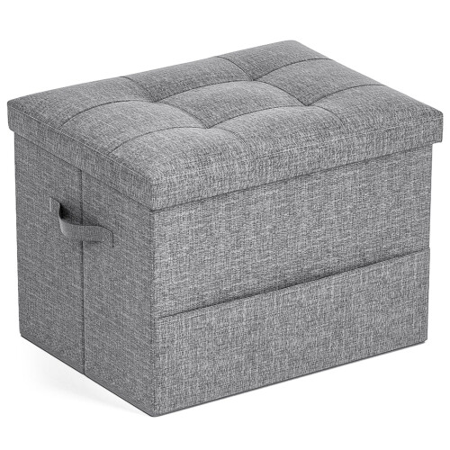 Dayacoco Ottoman Storage Box,Foldable Foot Stool 43L,43x33x33cm,Dark Grey