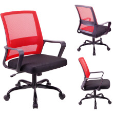 T-THREE.Adjustable office chair, ergonomic mesh swivel seat, with lumbar support, height adjustment, 360Â rotation, and tilt function