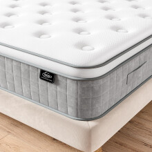 TeQsli 5FT King Mattress, 10Inch Memory Foam Pocket Sprung Hybrid Mattress for Pressure Relief - Medium Firm Mattress-in-Box 150x200x25cm
