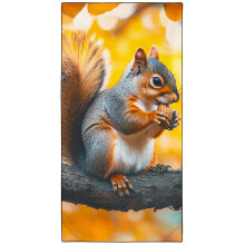 Violetpos Squirrel with Nut Beach Towel, Extra Large 180x90 cm 250GSM Microfibre, Sand Free Quick Dry