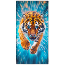 Violetpos Blue-Eyed Tiger Beach Towel, Extra Large 180x90 cm 250GSM Microfibre, Sand Free Quick Dry