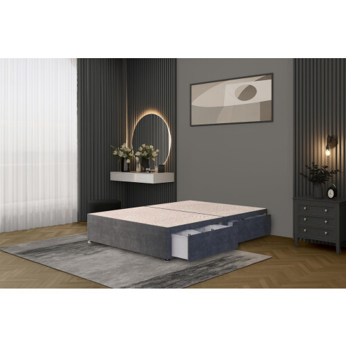 Bed Centre Flexby Divan Bed Base Only with 2 Drawers (Same Side), No Headboard - Available in 3FT, 4FT, 5FT & 6FT