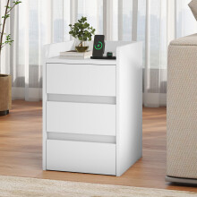YITAHOME Bedside Table 3 Drawers Charging Station Nightstand with USB Ports