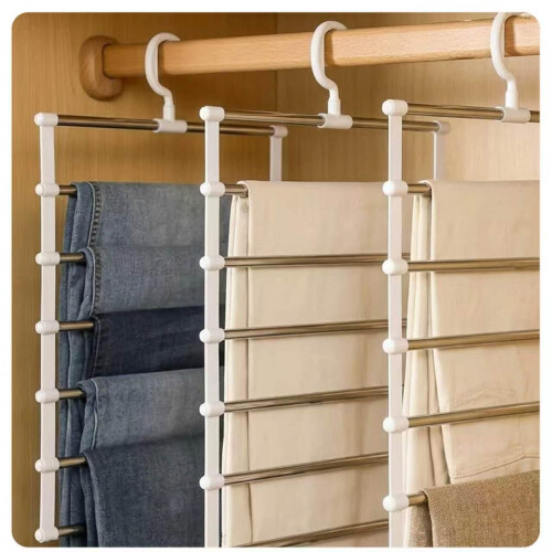 Trouser Hangers 2 Pack, Space Saving Non-Slip Pants Hangers with 360Â Hook