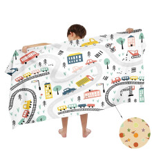 Ulticool Microfibre Children's Towel 140 x 70 cm - Beach Game Play Mat Vehicles - Lightweight Travel Towel Quick Drying Bath Towel White