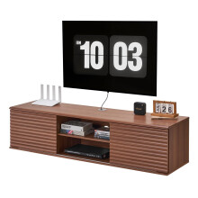VEVOR Floating TV Stand, 60" Wall Mount Entertainment Center with Adjustable Shelf & Sliding Doors