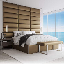 VANT Upholstered Accent Wall Panels - Packs of 4 - Easy to Install - Twin-King Size Headboard (91cm Wide, Metallic Gold)