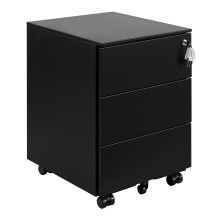 HOMSTEEL Mobile File Ccabinet, Filing Cabinet with 1 Lock, 4 Keys, 3 Drawers, Metal Cabinet, Pre-assembled, for Office, Home Office, Black
