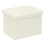 PINPLUS Folding Storage Box Ottoman, Linen Small Footstool, Cream White 1