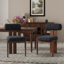 Dining Chairs Set of 2, Dining Room Chairs Upholstered Chenille Fabric, Wooden Kitchen Chairs with Padded Seat & Solid Wood Frame