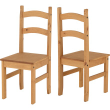Seconique Budget Mexican Dining Chair Set of 2 in Distressed Waxed Pine