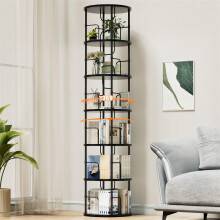 OCTORO 6 Tier Rotating Bookshelf, 360Â Corner Bookshelf Tower, Round Revolving Bookcase with Adjustable Levels, Spinning Book Shelf for Home Office