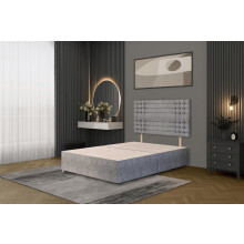 Bed Centre Tweed Gray Flexby Divan Bed Base - Headboard And Storage Drawer