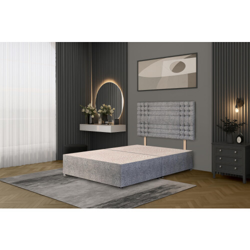 Bed Centre Tweed Gray Flexby Divan Bed Base - Headboard And Storage Drawer