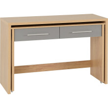 Seconique Seville 2 Drawer Slider Desk in Grey Gloss/Light Oak