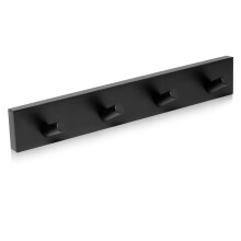 Kukicu Black Natural Wood Coat Rack with 4 Hooks â“ Wooden Wall Hanger â“ Wooden Coat Rack for Hallway Bedroom Entryway