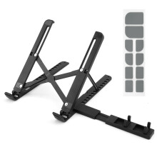 pawpoem Laptop Stand for Desk, Adjustable Laptop Riser, 12 Height Levels Portable, Foldable Notebook Stand