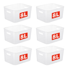 Cetomo 8L*6 Storage Basket, Plastic Open Storage Box, Containers for Shelves, Organizers with Handles for Office, Countertops, Cabinets, PP, BPA Free