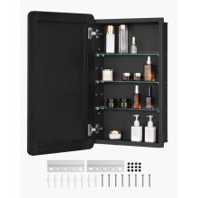 VEVOR Medicine Cabinet, 16.5 x 27.5 inch, for Bathroom with Mirror, Aluminum Frame Bathroom Wall Cabinet, 3-layer Adjustable Shelves