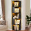 64.8 " Corner Wood Bookcase with Body Sensor LED for Home Office,Black 1