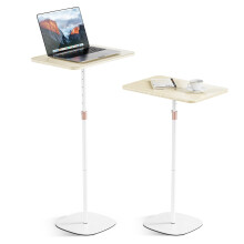 POLESTO Portable Laptop Stand, Bedside/Sofa Table with Height Adjustable 18''~48'', Sleek Wooden Lectern Standing Desk Mobile Podium for Home, Office