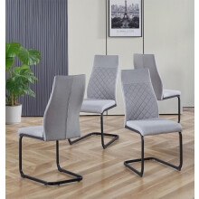 Hallowood Furniture Cullompton Dining Chairs Set of 4, Light Grey Fabric