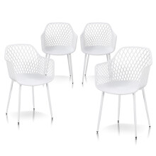 TAO ONE Dining Chairs with Arms, Modern Hollow Back Design Patio Dining Chairs, Living Room Plastic Armrest Side Chair