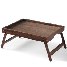 Fibogollo Walnut Wood Bed Tray Table with Folding Legs,Breakfast Trays,Serving Tray for Food and Snack,Laptop Trays for Working