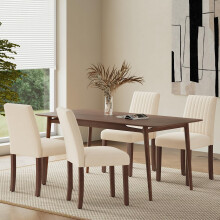 COLAMY Dining Chairs Set of 4 with Thick Seat Cushion, Fabric Chairs for Dining Room with Wood Legs and Ergonomic High Back