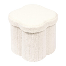 Bonlife Storage Ottoman,Toy Chest Flowers Ottomans with Storage Foot Stool Footrest for Bedroom, Boucle Ottoman Seat for Living Room,Cream 32x32x32cm