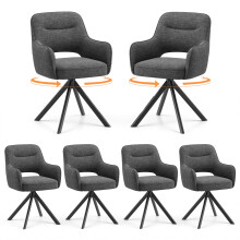 COLAMY 360ÂSwivel Dining Chairs Set of 6, Fabric Chairs for Dining Room with Armrests, Hollow Backrest and Thick Seat Cushion