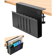 Torchesy Laptop Stand Vertical Under Desk Storage Under Desk Laptop Mount Desk Side Storage for All Laptops and Tablets Black
