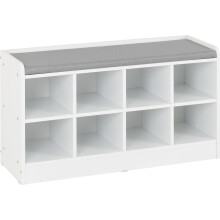 Seconique Portland Shoe Bench in White/Steel Fabric