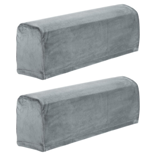 sourcing map Stretch Sofa Armrest Covers Dark Gray 2 Pcs