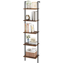 ELYKEN Slim Leaning Ladder Shelf Wall Mounted Wooden Narrow Shelf Unit