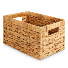 Happy Fox Woven Wicker Basket, Large Toy Storage, 15.7 * 11.8 * 7.1in Water Hyacinth Basket for Organizing Bedroom and Bathroom Items (L)
