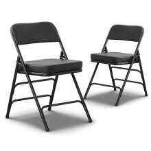 CHAIRABLE Padded Folding Chairs with Thick Cushion, 2 Pack Black