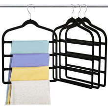 4 Pack Velvet Trouser Hangers Space Saving 4-Layer Hangers for Trousers